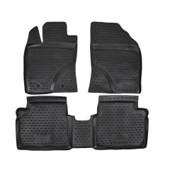 Tapis De Sol En Caoutchouc 3D Exclusive Compatible Avec Toyota Avensis 2009-2017, Système de Fixation, Bord Haut, Noir, Antidérapant, Toutes Saisons