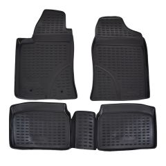 Tapis De Sol En Caoutchouc 3D Exclusive Compatible Avec Toyota Avensis 2003-2009, Système de Fixation, Bord Haut, Noir, Antidérapant, Toutes Saisons