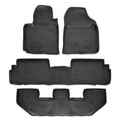 Tapis De Sol En Caoutchouc 3D Exclusive Compatible Avec Toyota Corolla Verso 2004-2009, Système de Fixation, Bord Haut, Noir, Antidérapant, Toutes Saisons