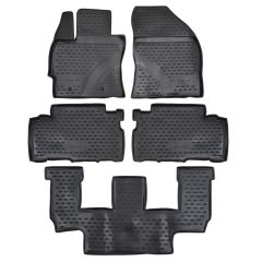Tapis De Sol En Caoutchouc 3D Exclusive Compatible Avec Toyota Verso 3 Rows 2009-2018, Système de Fixation, Bord Haut, Noir, Antidérapant, Toutes Saisons