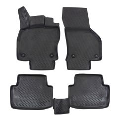 Tapis De Sol En Caoutchouc 3D Exclusive Compatible Avec Volkswagen Passat B8 2014-2021, Système de Fixation, Bord Haut, Noir, Antidérapant, Toutes Saisons