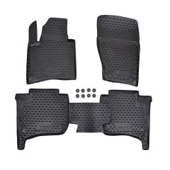 Tapis De Sol En Caoutchouc 3D Exclusive Compatible Avec Volkswagen Cayenne 2010-2018, Système de Fixation, Bord Haut, Inodore, Noir, Antidérapant, Toutes Saisons