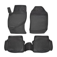| Tapis De Sol En Caoutchouc TPE Toutes Saisones Pour Saab 9-5 2005-2011, 4pcs, Système de Fixation, Bord Haut, Noir, Antidérapant, Toutes Saisons