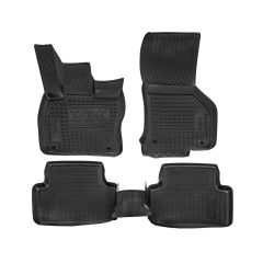 Tapis De Sol En Caoutchouc TPE Toutes Saisones Pour Skoda Octavia 3 2013-2019, 4 depuis 2019, Système de Fixation, Bord Haut, Noir, Antidérapant, Toutes Saisons