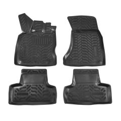 Tapis De Sol En Caoutchouc 3D Exclusive Compatible Avec Audi Q5 2008-2015, Système de Fixation, Bord Haut, Inodore, Noir, Antidérapant, Toutes Saisons