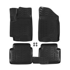 Tapis De Sol En Caoutchouc 3D Exclusive Compatible Avec Chevrolet Aveo 2003-2011, Système de Fixation, Bord Haut, Inodore, Noir, Antidérapant, Toutes Saisons