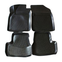 Tapis De Sol En Caoutchouc 3D Exclusive Compatible Avec Citroen C3 2 2009-2016, Système de Fixation, Bord Haut, Inodore, Noir, Antidérapant, Toutes Saisons