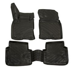 | Tapis De Sol En Caoutchouc 3D Exclusive Compatible Avec Kuga depuis 2020 4pcs, Système de Fixation, Bord Haut, Inodore, Noir, Antidérapant, Toutes Saisons