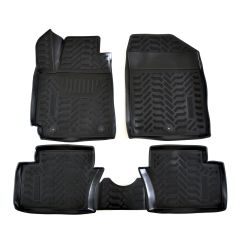 Tapis De Sol En Caoutchouc 3D Exclusive Compatible Avec Kia Picanto 3 depuis 2017, Système de Fixation, Bord Haut, Inodore, Noir, Antidérapant, Toutes Saisons