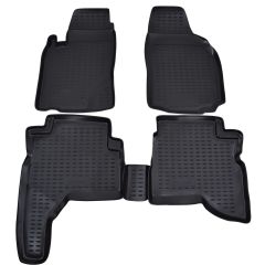 Tapis De Sol En Caoutchouc 3D Exclusive Compatible Avec Mitsubishi Pajero Sport 1998-2005, Système de Fixation, Bord Haut, Inodore, Noir, Antidérapant, Toutes Saisons