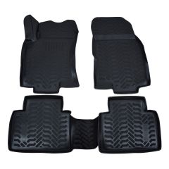Tapis De Sol En Caoutchouc 3D Exclusive Compatible Avec Nissan X-Trail T30 2001-2007, Système de Fixation, Bord Haut, Inodore, Noir, Antidérapant, Toutes Saisons