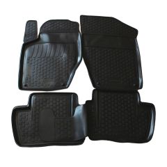 Tapis De Sol En Caoutchouc 3D Exclusive Compatible Avec Peugeot 408 2012 -2021 4-Pcs, Système de Fixation, Bord Haut, Inodore, Noir, Antidérapant, Toutes Saisons