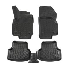 Tapis De Sol En Caoutchouc 3D Exclusive Compatible Avec Skoda Karoq depuis 2017, Système de Fixation, Bord Haut, Inodore, Noir, Antidérapant, Toutes Saisons