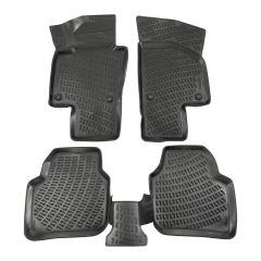 Tapis De Sol En Caoutchouc 3D Exclusive Compatible Avec Skoda Superb 2 Break 2008-2014, Système de Fixation, Bord Haut, Inodore, Noir, Antidérapant, Toutes Saisons
