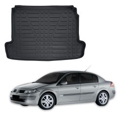| Tapis De Coffre Sur Mesure Pour Megane 2002-2009 (4 porte berlina), Noir, Antidérapant, Bord Haut, Toutes Saisons, Adapté Animaux de Compagnie