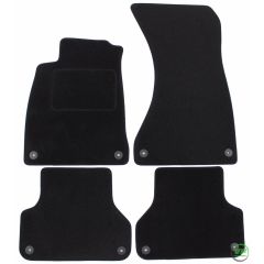 Tapis De Sol Noir Velours Sur Mesure Pour Audi A4 B9 2015-2024 4-Pcs Bef.Rund, Ajustement précis, Base Antidérapante, Renforcée Dans la Zone de la Pédale