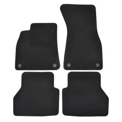 | Tapis De Sol Noir Velours Sur Mesure Pour Audi A6 C8 depuis 2018 4 pcs, Ajustement Précis, Base Antidérapante, Renforcée Dans la Zone de la Pédale, Avant et Arrière, Avec Attaches 1