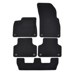 | Tapis De Sol Noir Velours Sur Mesure Pour Audi Q7 depuis 2018 (7 Places) 5 pcs, Ajustement Précis, Base Antidérapante, Renforcée Dans la Zone de la Pédale, Avant et Arrière, Avec Attaches
