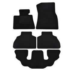 | Tapis De Sol Noir Velours Sur Mesure Pour BMW X7 G07 depuis 2019 (7 Places) 5 pcs, Ajustement Précis, Base Antidérapante, Renforcée Dans la Zone de la Pédale, Avant et Arrière, Avec Attaches