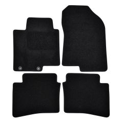 | Tapis De Sol Noir Velours Sur Mesure Pour Hyundai i20 depuis 2019 4 pcs, Ajustement Précis, Base Antidérapante, Renforcée Dans la Zone de la Pédale, Avant et Arrière, Avec Attaches