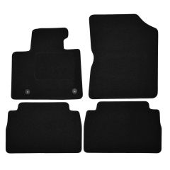 | Tapis De Sol Noir Velours Sur Mesure Pour Hyundai Santa Fe depuis 2018 (Hybrid) 4 pcs, Ajustement Précis, Base Antidérapante, Renforcée Dans la Zone de la Pédale, Avant et Arrière, Avec Attaches