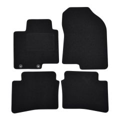 | Tapis De Sol Noir Velours Sur Mesure Pour Hyundai Bayon depuis 2021 4 pcs, Ajustement Précis, Base Antidérapante, Renforcée Dans la Zone de la Pédale, Avant et Arrière, Avec Attaches