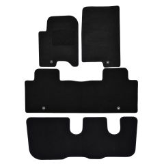 | Tapis De Sol Noir Velours Sur Mesure Pour SSangYong Rexton depuis  2018 (7 Places) 6 pcs, Ajustement Précis, Base Antidérapante, Renforcée Dans la Zone de la Pédale, Avant et Arrière, Avec Attaches