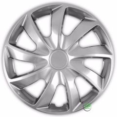 Enjoliveurs de Roue élégants 15" Quad Argent, De 4 Piéce, La Fixation se Fait par Simple Clipsage sur la Jante, Facile à Entretenir