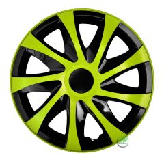 Enjoliveurs de Roue élégants 15" Draco CS Verte et Noir, De 4 Piéce, La Fixation se Fait par Simple Clipsage sur la Jante, Facile à Entretenir