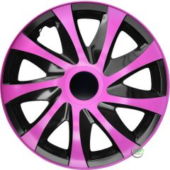 Enjoliveurs de Roue élégants 16" Draco CS Rose et Noir, De 4 Piéce, La Fixation se Fait par Simple Clipsage sur la Jante, Facile à Entretenir
