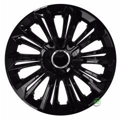 Enjoliveurs de Roue élégants 14" Strong Noir Laqué, De 4 Piéce, La Fixation se Fait par Simple Clipsage sur la Jante, Facile à Entretenir