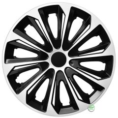 Enjoliveurs de Roue élégants 15" Strong Blanc-Noir, De 4 Piéce, La Fixation se Fait par Simple Clipsage sur la Jante, Facile à Entretenir