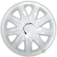 Enjoliveurs de Roue élégants 14" Drift Blanc Laqué, De 4 Piéce, La Fixation se Fait par Simple Clipsage sur la Jante, Facile à Entretenir